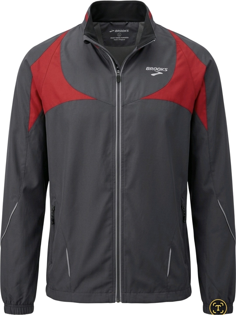 Brooks Men's Charcoal and Red Performance Jacket
